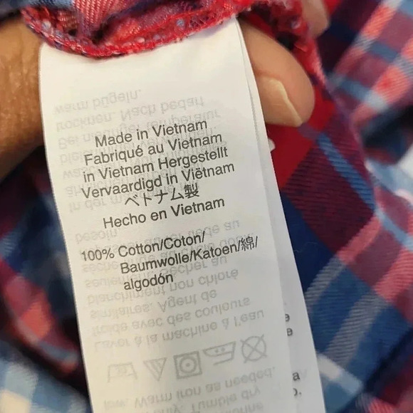 J.Crew Mercantile Preppy Chic Flannel Plaid Ruffle Cotton Popover Blouse(M) - Picture 8 of 9